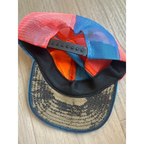 Vintage Richard Petty Mesh Snapback Trucker Hat Signed Racing Theme Blue & Orang - Picture 3 of 3